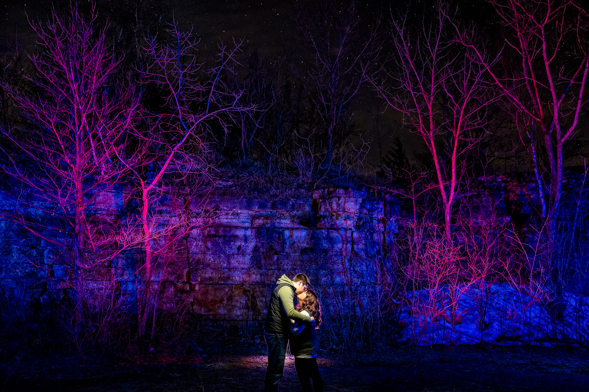 Night Engagement at High Cliff State Park Wisconsin